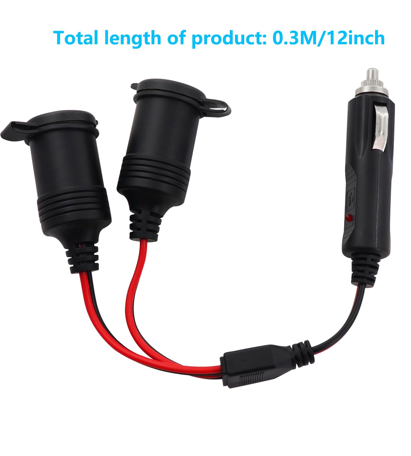 Splitter Accendisigari 1 A 2 Con Interruttore E Fusibile 15 A, Cavo 0,3 M, Per Auto E Camper