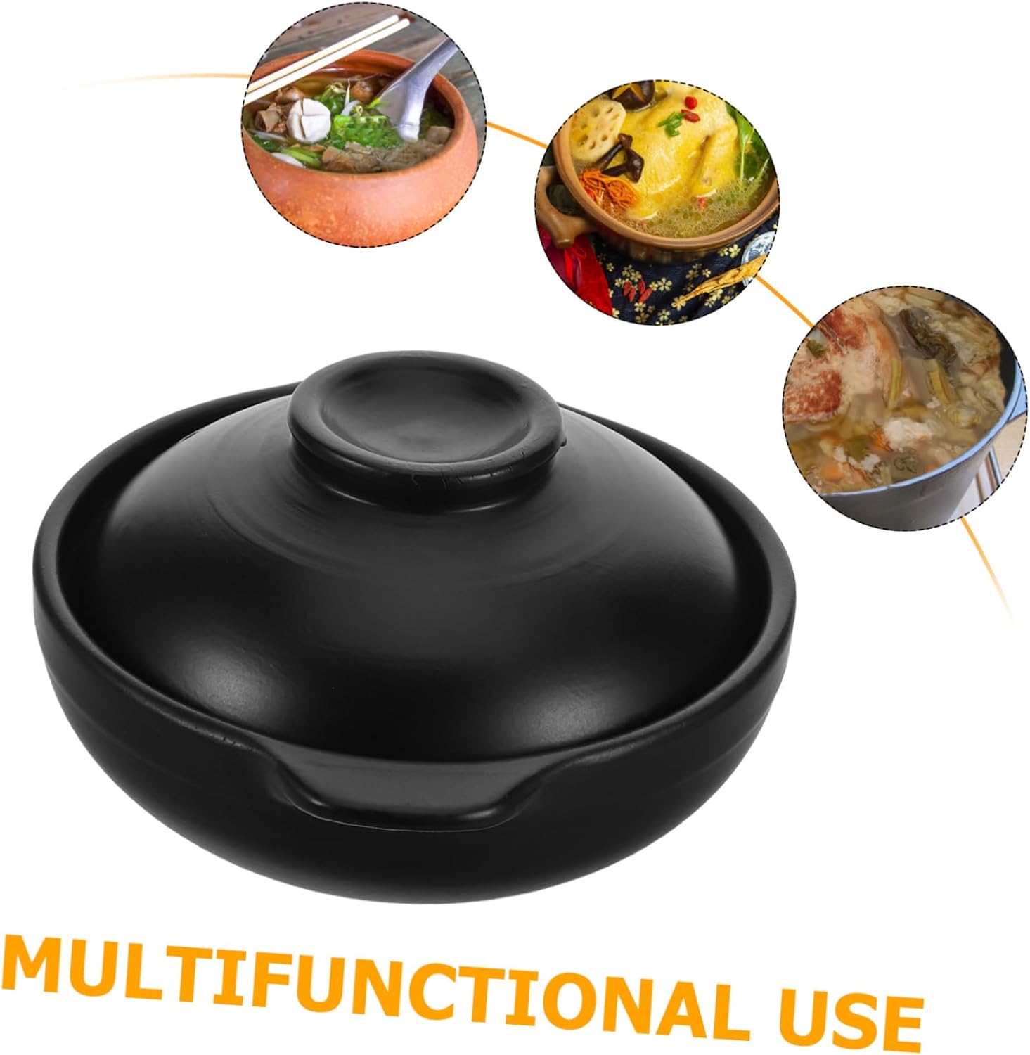 Zerodeko Open Flame Gas Casserole Ceramic Soup Pot Chinese Clay Pot Ceramic Cookware Heat Resistant Easy Clean Surface