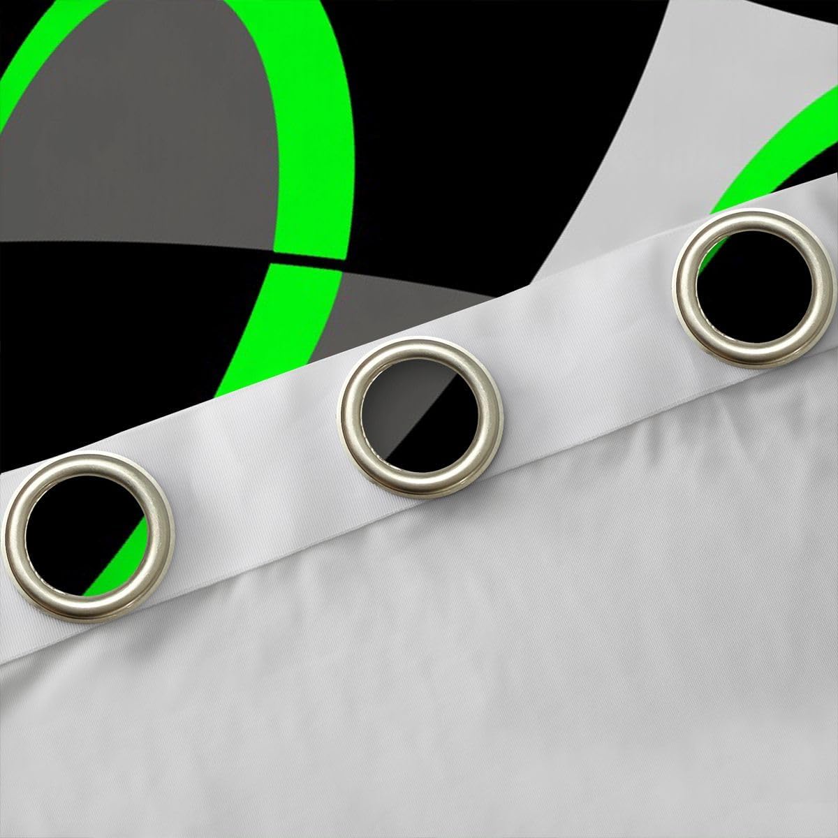 Feelyou Fluorescence Green Grey and Black Blackout Curtain Boys Retro Circle Curtains Bedroom Living Room Abstract Darkening Drapes Swirl Window Treatments (2 Panels, 52 x 63 Inch)