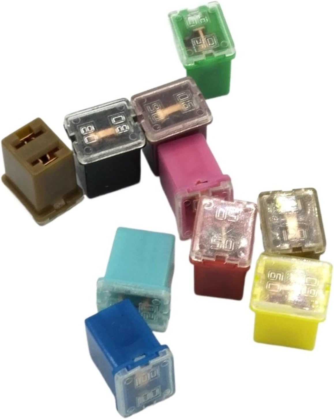2pcs Square Fuse 20A 30A 40A 50A 60A Set Automotive Car Fuse with Plastic Box Assortment Auto Fuse(30A)