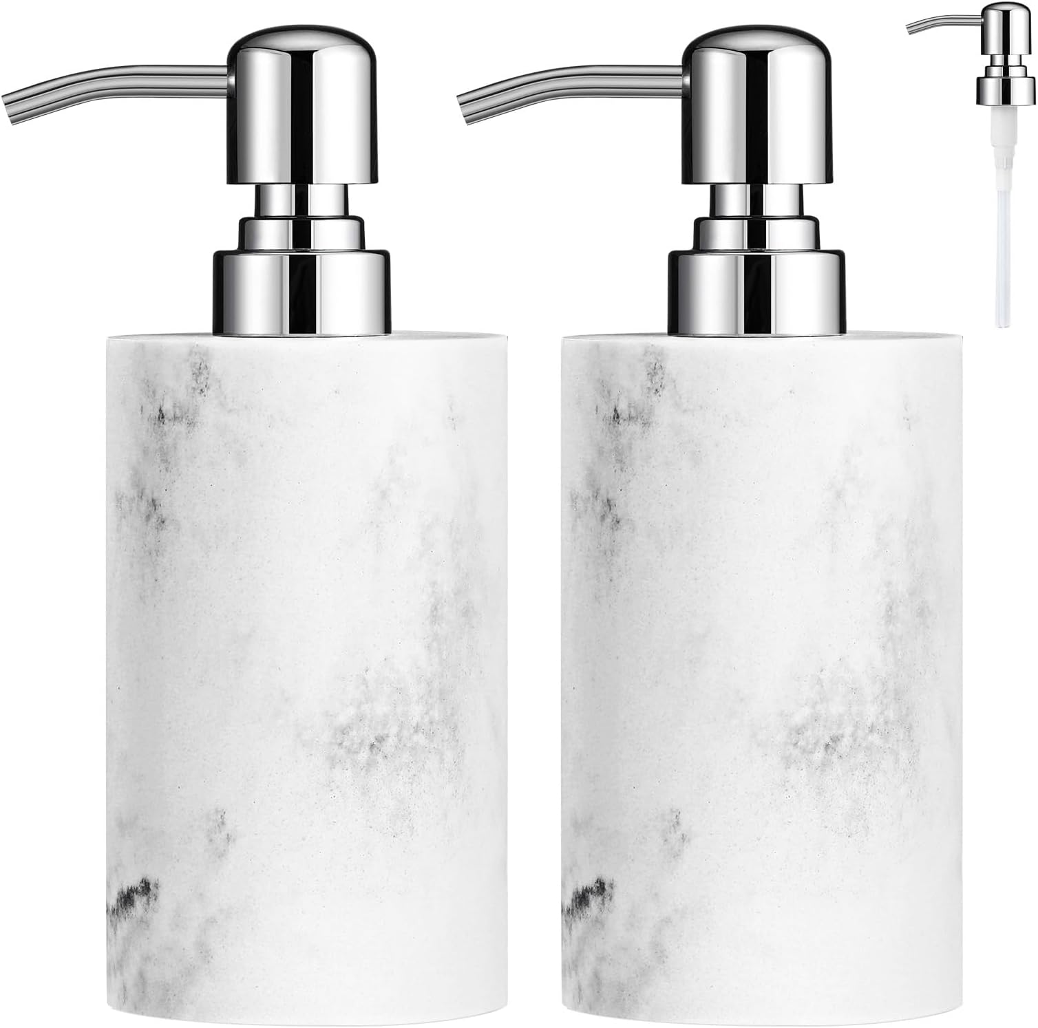 Luxspire Soap Dispenser, Cylinder-Shaped Soap Bottles, Gravel White, 2pack