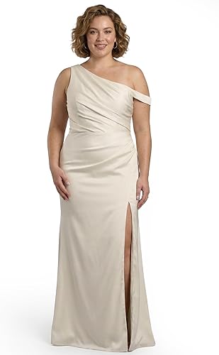 David's Bridal Asymmetrical Off-the-Shoulder Matte Satin Sheath Dress, Women's S