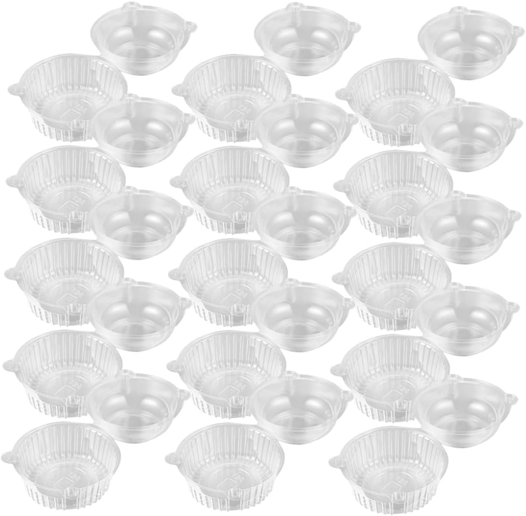 HANABASS 100pcs Cat Head Shaped Cupcake Boxes with Lid round Mousse Packaging Containers for Bakery Party Dessert Storage