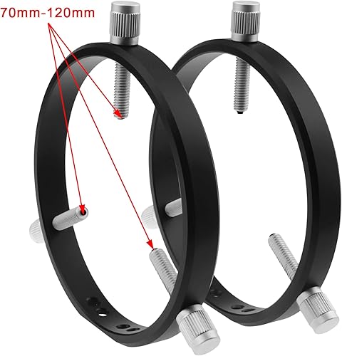 Miniatura 13 de Astromania Anillos de guía ajustables de 4.134 in de diámetro interior (par) para tubo de telescopio de diámetro o buscadores de 50 a 4.055 in