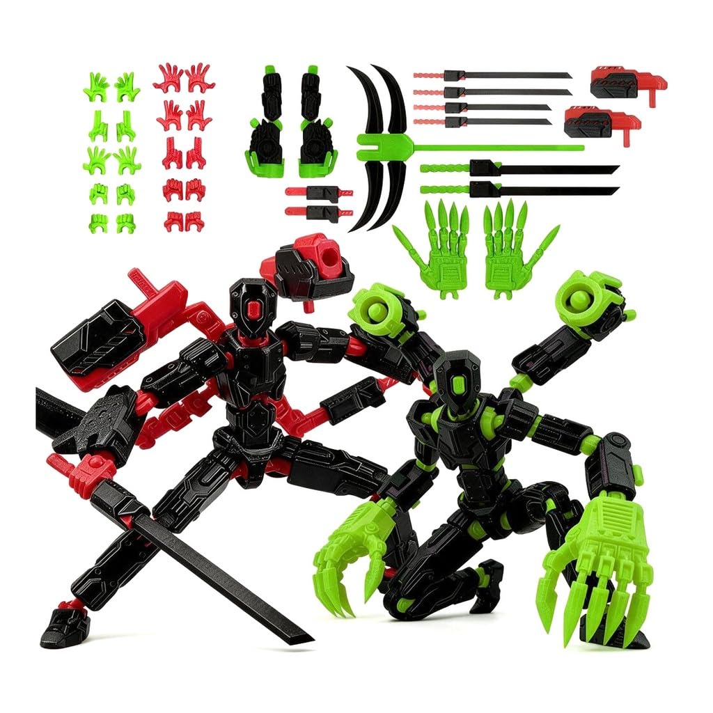 DiiWmme T13 Action Figure,Fully Assembled​ 3D Printed​ Dummy 13​，Red Green