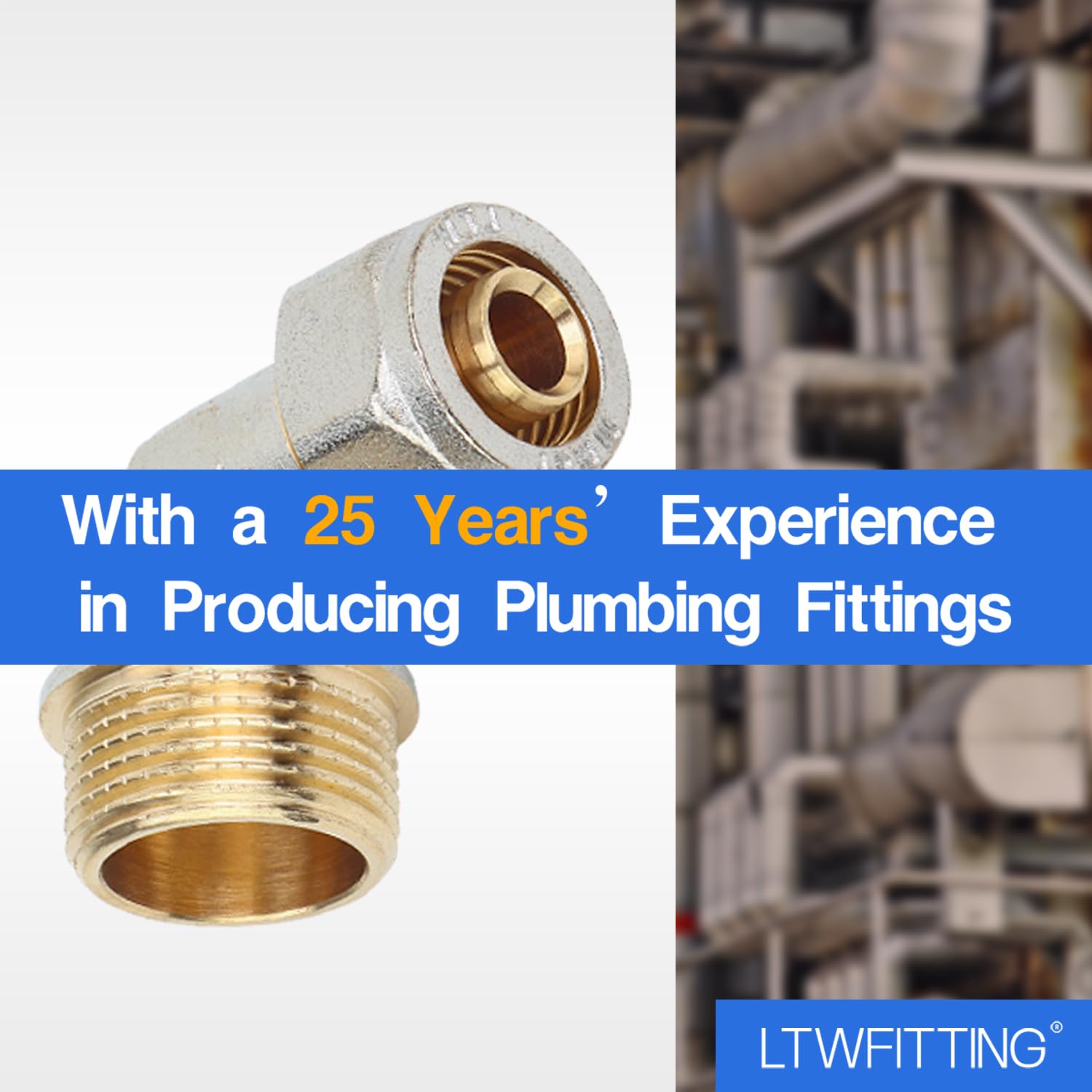LTWFITTING Schraubfitting Winkel 90°mit 3/4" Aussengewinde für Aluverbundrohr 16mm für Trinkwasser geeignet(5 Stück)