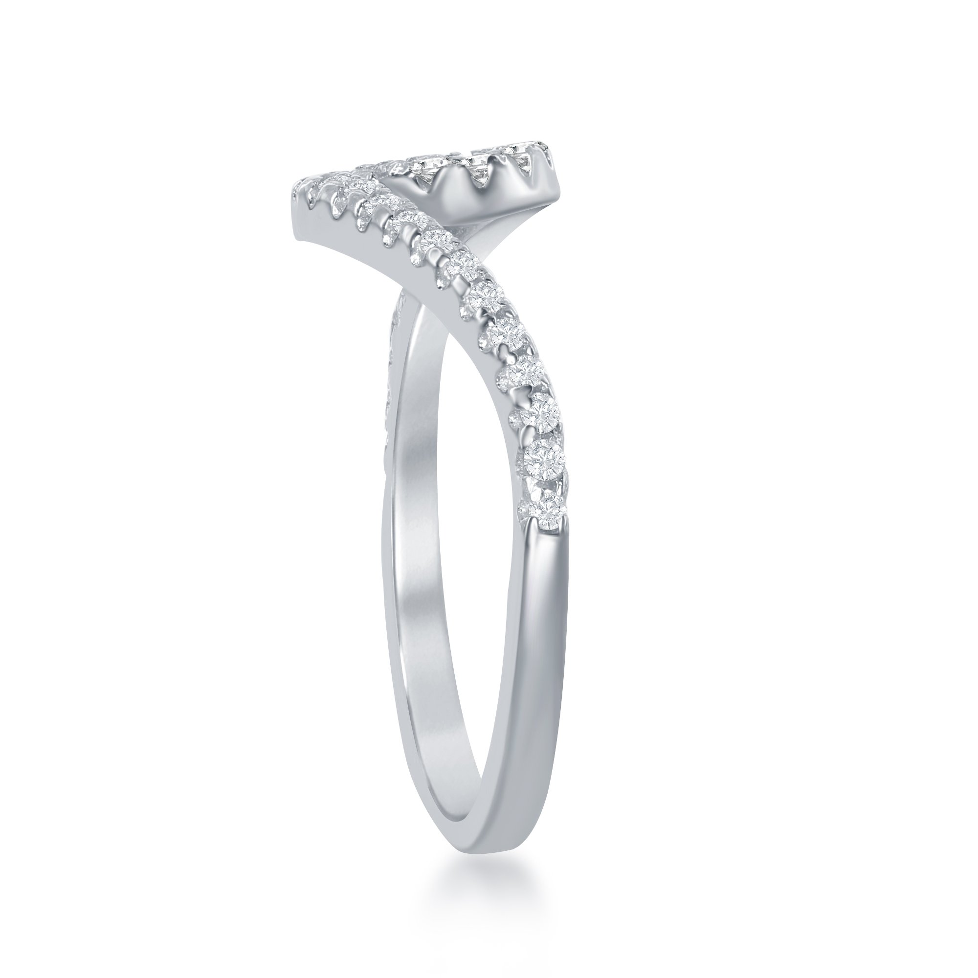 Anello a fascia in argento sterling con diamante sintetico e zirconia cubica, anello a fascia in argento con design a onda, per donne e ragazze