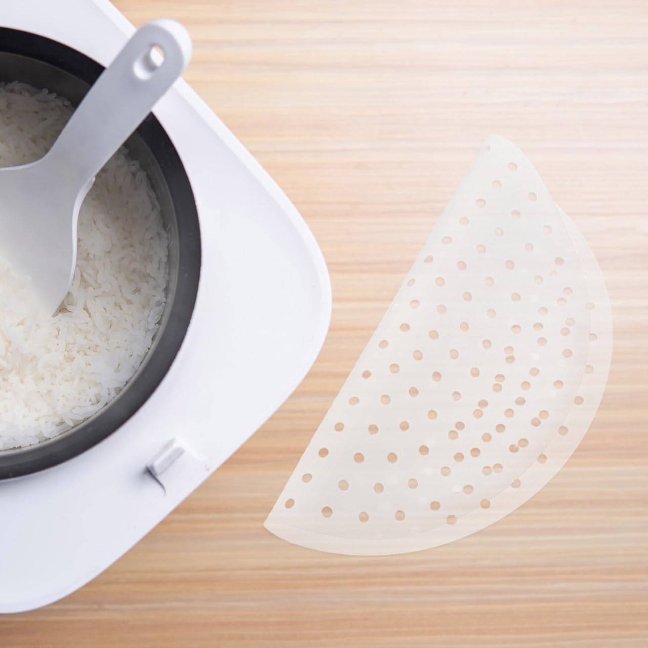 Sosoport Silicone Rice Cooker Mat 7.87 Inch Non-Stick Heat Resistant Pad for Rice Cookers Steamer Pad Round Silicone Mat for Bottom Protection and Easy Cleaning