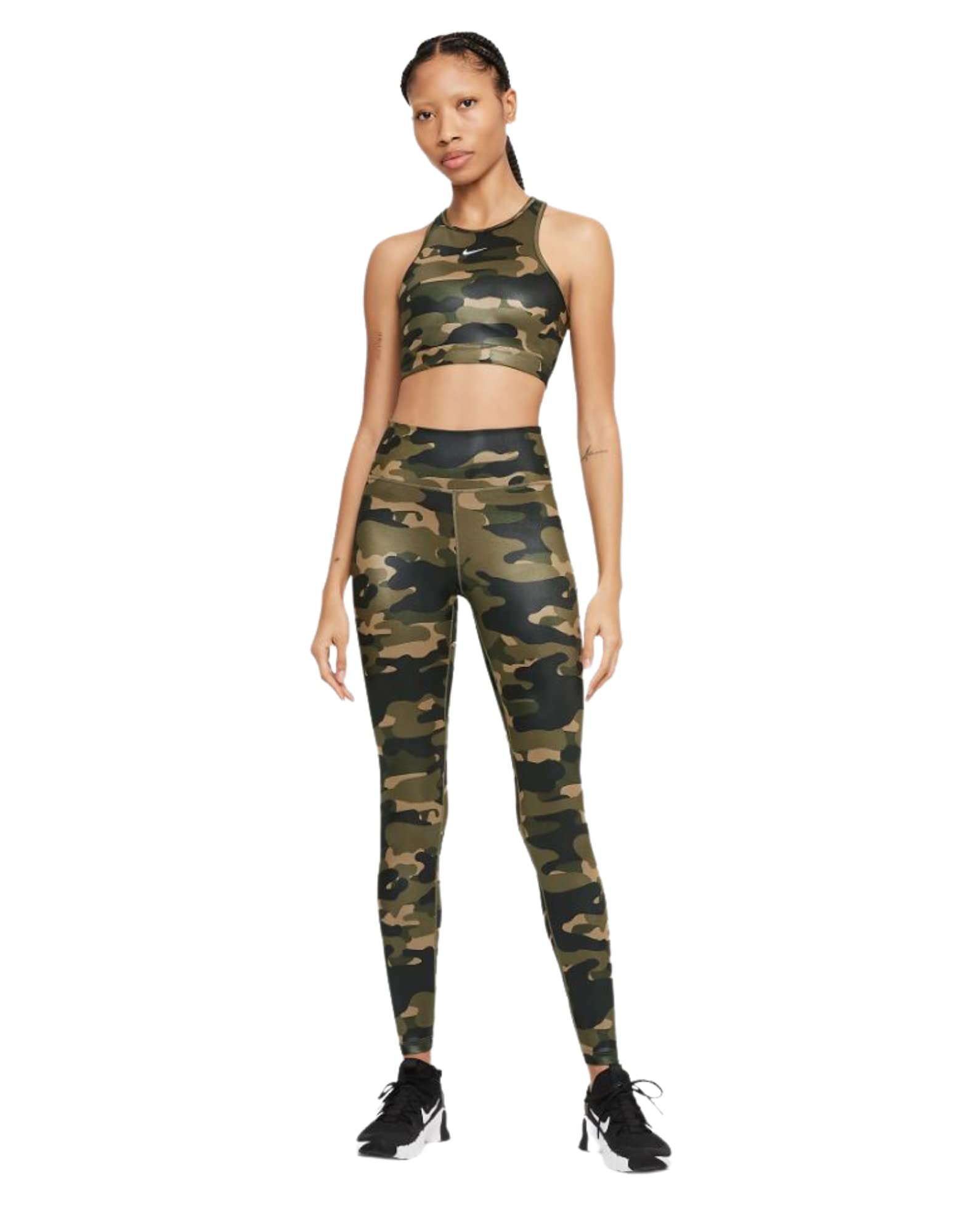 Nike Dri-FIT One damskie legginsy moro Mid-Rise, Olive Green/White, S