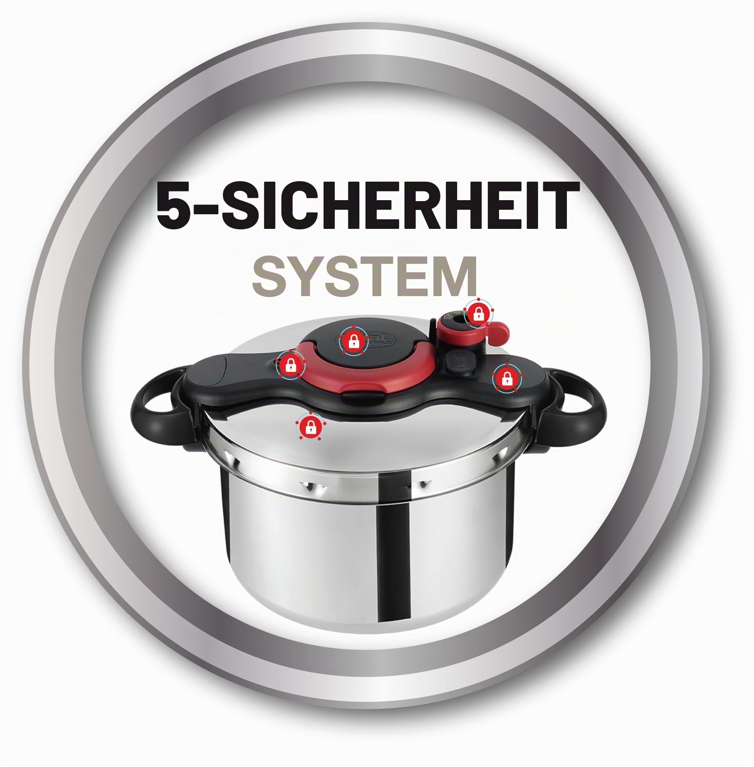 Tefal Clipso Minut Easy Druckkochtopf, Edelstahl, bunt, 22 cm, 6 l