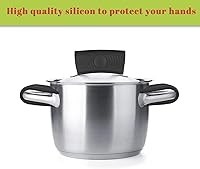 Vista 3 de Paquete de 4 soportes de silicona para mango de sartén caliente y soportes para ollas, resistentes al calor, protectores de agarradera de hierro