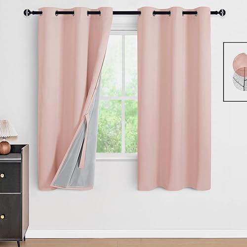 Miniatura 114 de DWCN Cortinas opacas 100% grises de 84 pulgadas de largo para dormitorio con forro negro, doble capa con aislamiento térmico, paneles de cortina