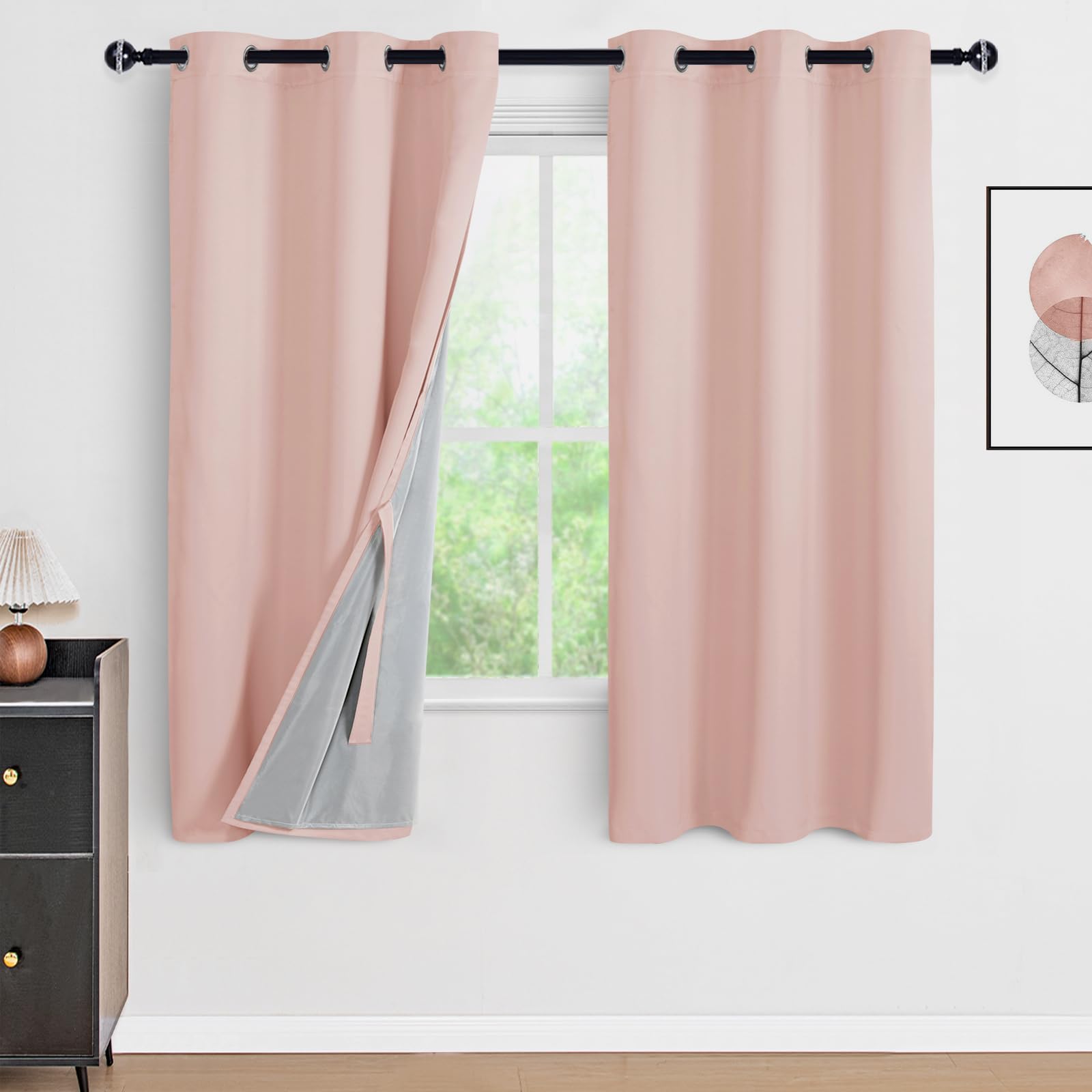 Rideaux occultants 100% DWCN pour chambre, rideaux thermiques double couche anti-bruit