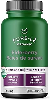 USDA Organic Elderberry 60 Organicaps - Organic Cold & Flu Support Supplement - Works Better than tablets, Liquids or Teas - All Natural Plant Extract with No Side Effects - Ultra Premium Supplement - No Binders, Nothing Artificial