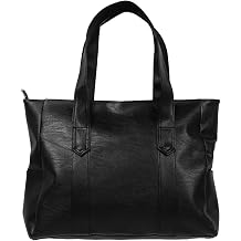 Large Capacity Faux Leather Tote Bag for Women Zippered Single Shoulder Purse Soft Casual Handbag for Work Travel Shopping