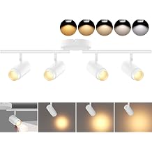 5-Color Zoomable 4 Light Track Lighting Fixtures Ceiling for Kitchen, Dimmable LED Track Lighting Kit, Ceiling Spotlight Flush Mount Adjustable Directional Spot Lights Indoor, CRI90 30W, White