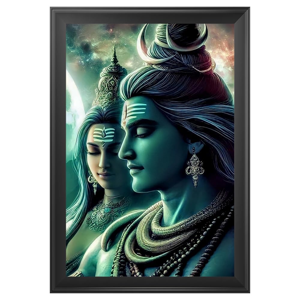 Cadre photo Lord Shiva de qualité supérieure pour mandir et décoration spirituelle 25x38cm