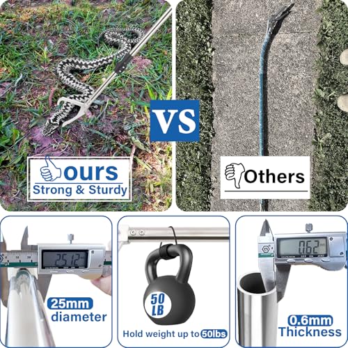 Greeily Ferramenta para agarrar cobras, pinças de cobra de 139,7 cm para répteis de cascavel, pegado