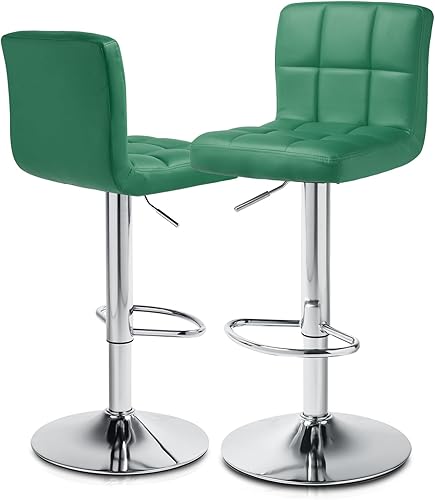 MoNiBloom Adjustable Bar Stools Set of 2 PU Leather Swivel Counter Height Modern Square Island Barstool with Back for Kitchen Counter Chairs Teal disponible en Yaxa Colombia