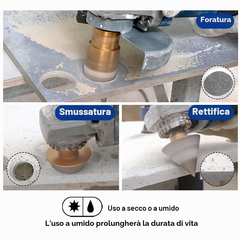 SHDIATOOL Punte diamantate M14 Filettatura 20/25/32/35/40/50/68mm / 50mm Punte diamantate smussate sottovuoto per gres porcellanato Ceramica Granito Marmo