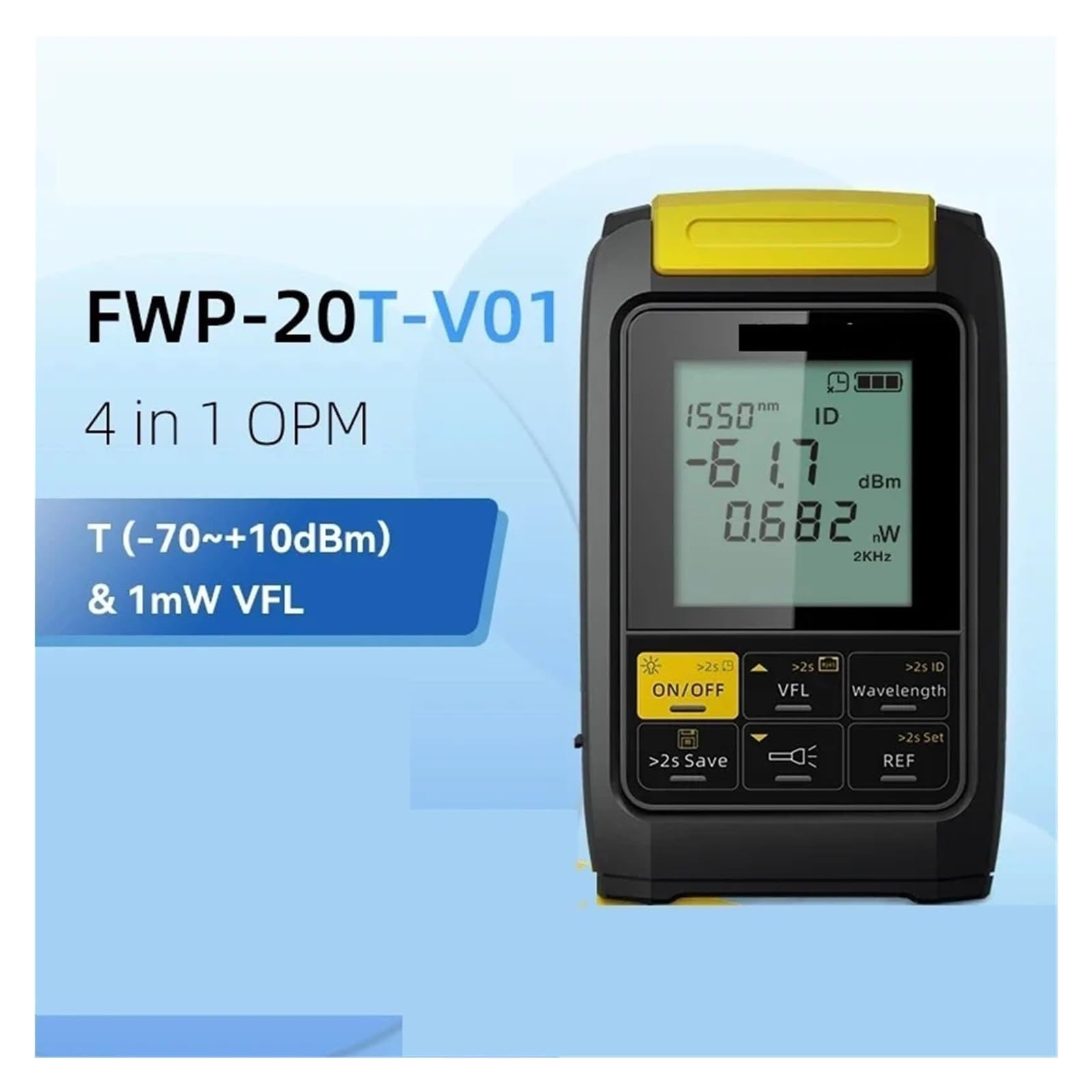 Testeur de Fibre Optique, Testeur De Câbles À Fibres Optiques, Compteur Puissance Optique Multifonction 4 En 1, Localisateur Visuel Défauts Réseau 1mW 20mW 30mW VFL,pour Câbles(FWP 20C V01)