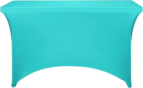 Miniatura 220 de FORLIFE Paquete de 6 manteles de elastano, de ajuste universal para mesas rectangulares de 6 pies, para patios, bodas, banquetes, fiestas