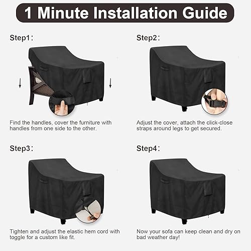 Miniatura 7 de PureFit Fundas impermeables para sillas de exterior, paquete de 2 fundas para sillas de jardín para muebles de exterior con ventilación de aire y