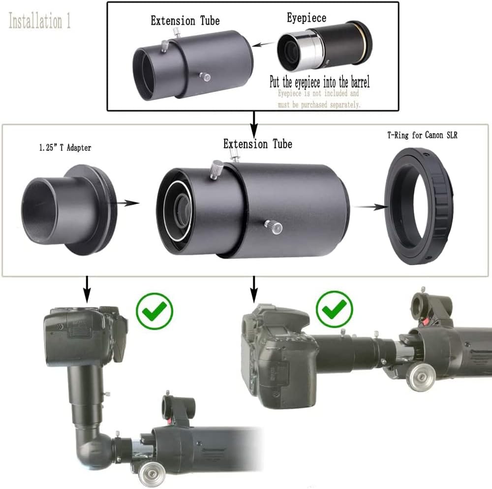 Variable Extension Telescope Camera Adapter - for Pentax SLR Cameras Connected to Telescopes - for Prime- Focus Or Eyepiece-Projection Photography