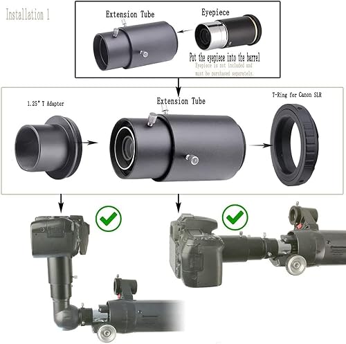 Vista 34 de Soporte adaptador de cámara para telescopio sin espejo Nikon Z Series - con adaptador T de 1.25 pulgadas - para telescopio Prime Focus y fotografía