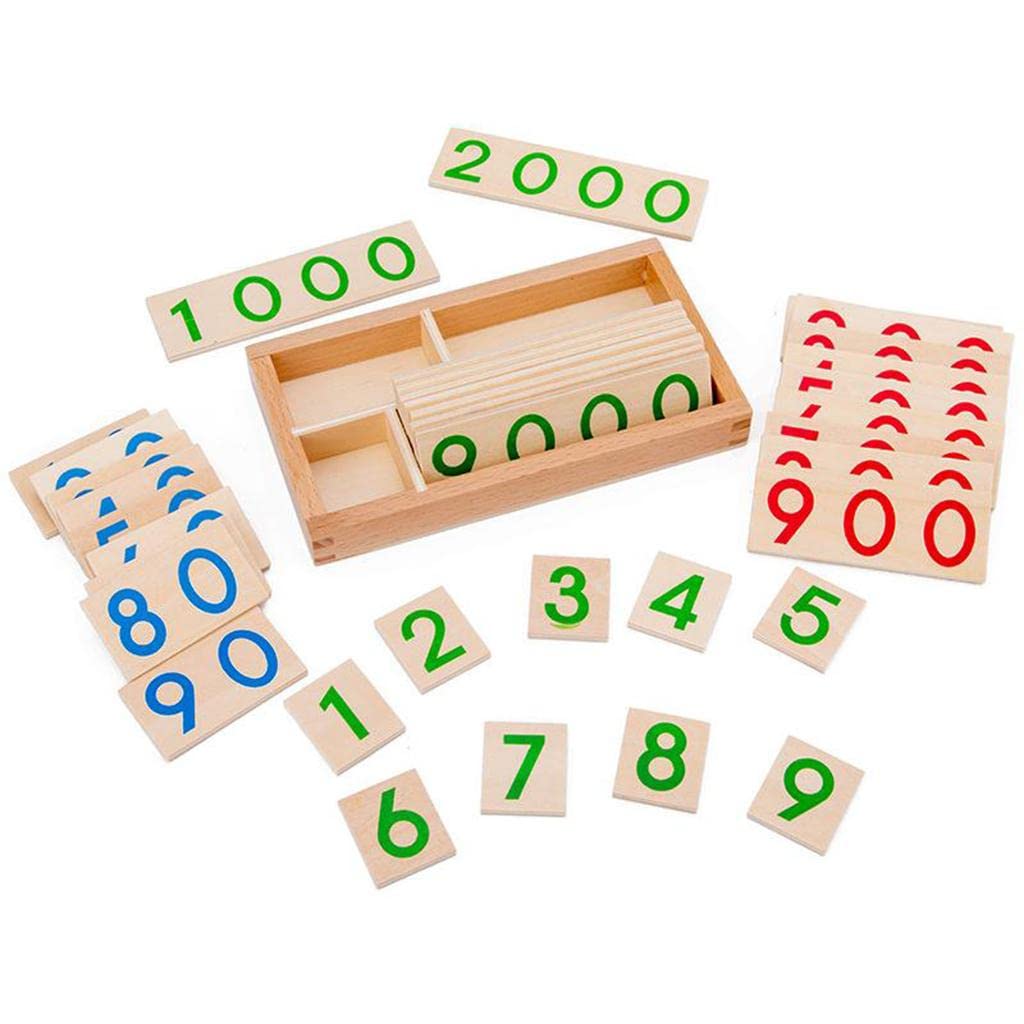 SM SunniMix Math Comptage Montessori Mathématiques 1-9000 en Bois calculerer Mathématiques Préscolaire Éducatifs Nombre Cartes pour Enfants 6