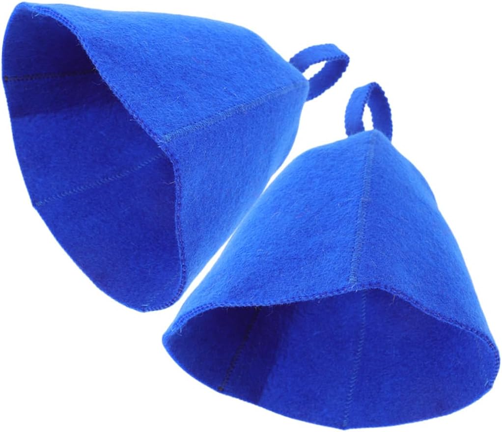 2sets Wool Sauna Hats for Men Women Quick Drying Bathing Caps Thickened Wool Hair Protectors Lightweight Shower Accessories for Home Use Natural Absorbent Heat Resistant 2pcs*2