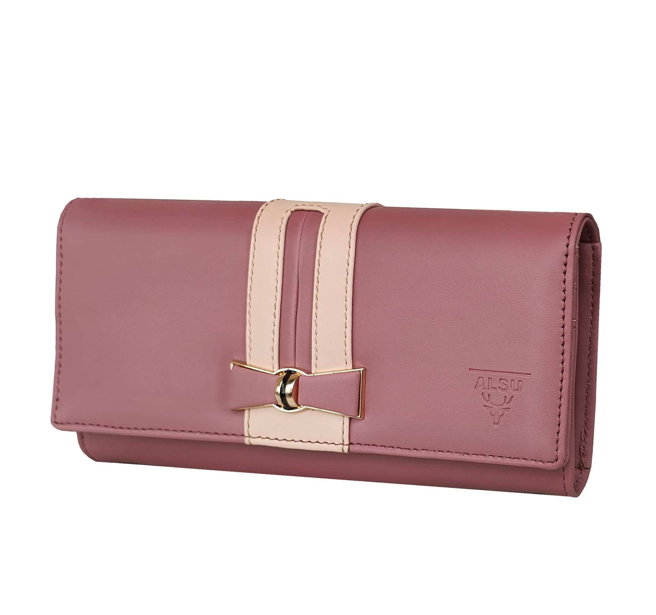 Women's Faux Leather Hand Wallet Clutch Trendy | 6 Card Slots | Phone Pocket | Zipper Pockets| Hand Purse (Peach)-image-10