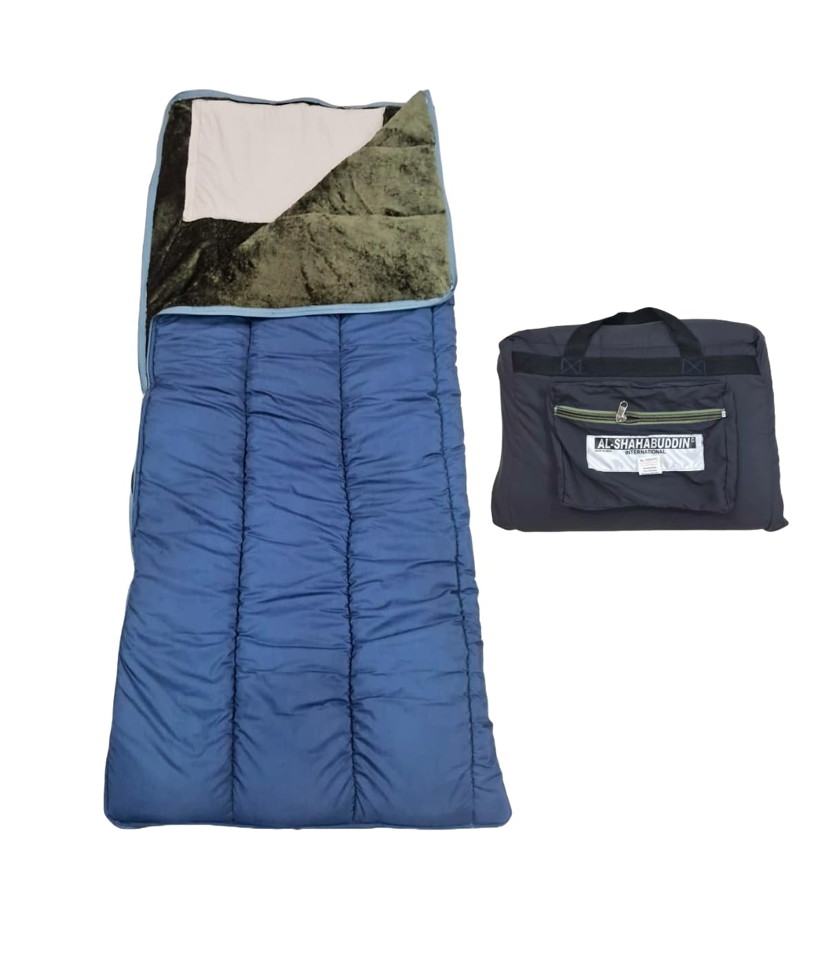 Al-Shahabuddin Sleeping Bag, Polyester with Soft Silky Fur Lining, Camouflage Green, Adult Standard, Water Repellent, Rectangular-image-13