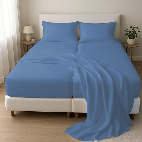 Miniatura 2 de Silentnight Sábanas divididas California King para camas ajustables, juego de sábanas divididas de 5 piezas, 800 hilos, 100% algodón egipcio,