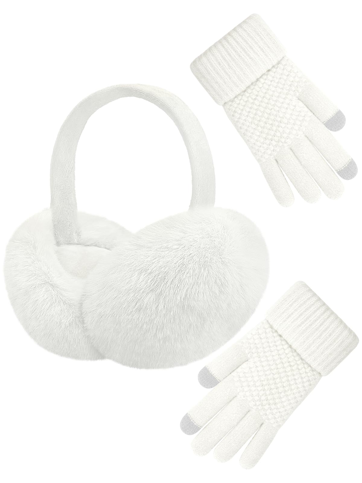 Winter Ear Muffs Gloves for Women Foldable Warm Earmuffs Faux Fur Fluffy Warmers Covers Headband Cold Weather-image-18