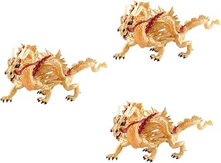 Toyvian 3 Peças De Brinquedo De Dragão Dourado Ornamento Figuras De Animais De Plástico Brinquedos Para Crianças Brinquedos Para Crianças Estátua De Dragão Para Sorte Estatuetas De Dragão