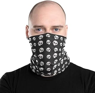 Skulls Design Midnight Grey Breathable Washable Neck Gaiter