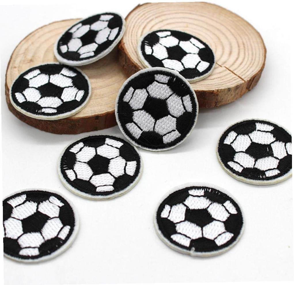 Lankater 10Pcs Football Patch Embroidered Soccer Ball Badge Iron/Sew On T Shirt Bag Jeans Top