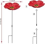 MIXXIDEA Sunflower Bird Feeder Baths for Outdoors Small Stick into Ground Cute Tray for Outdoor Garden Decoration for Bird Lovers (redflower)