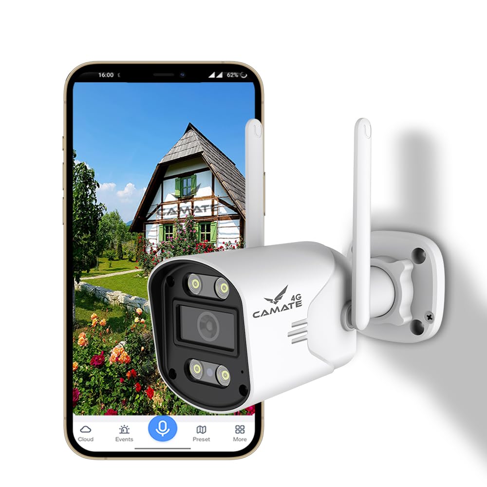Camate Knight 3MP (4G Sim Based) Wireless Outdoor Bullet CCTV Camera for Home, Office, Remote Area and contruction site | Waterproof | Two-Way Talk | Supports 256 GB SD Card