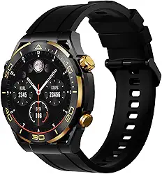 Basike, Smartwatch Esportivo W77 Pro Max Ultra, AMOLED/IP67/NFC, Compatível com iOS e Android, Impermeável até 30 Metros de Profundidade, (Preto ouro)