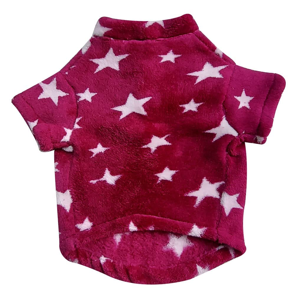 FETCHER Star Wine Colour Flannel Dog Costume Dog Cold Weather Coats Cat Apparel Doggie Clothes Pet High Collar Fleece Sweater Outfit Dog Thickened Warm Flannel Clothes (16" Medium) 3