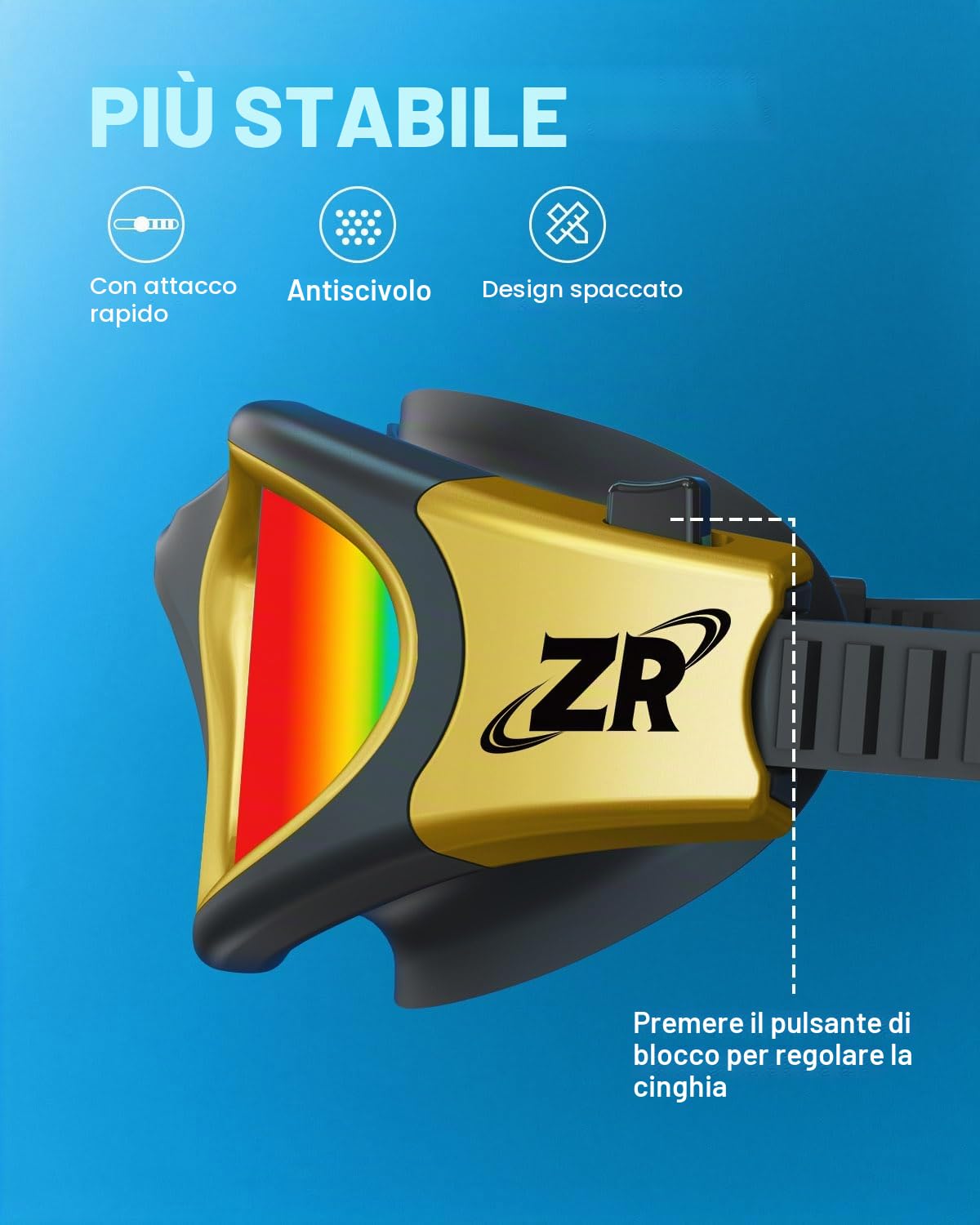ZIONOR Occhiali da nuoto polarizzati per uomo e donna, G1-MAX Occhialini da nuoto con specchio/lente fumo, protezione dai raggi UV, cinghia regolabile, comfort professionale