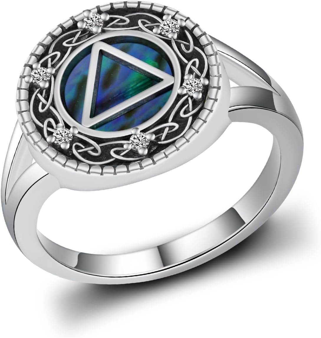 Sobriety Gifts for Women 925 Sterling Silver Alcoholics Anonymous Ring AA Sobriety Jewelry Gifts for Women