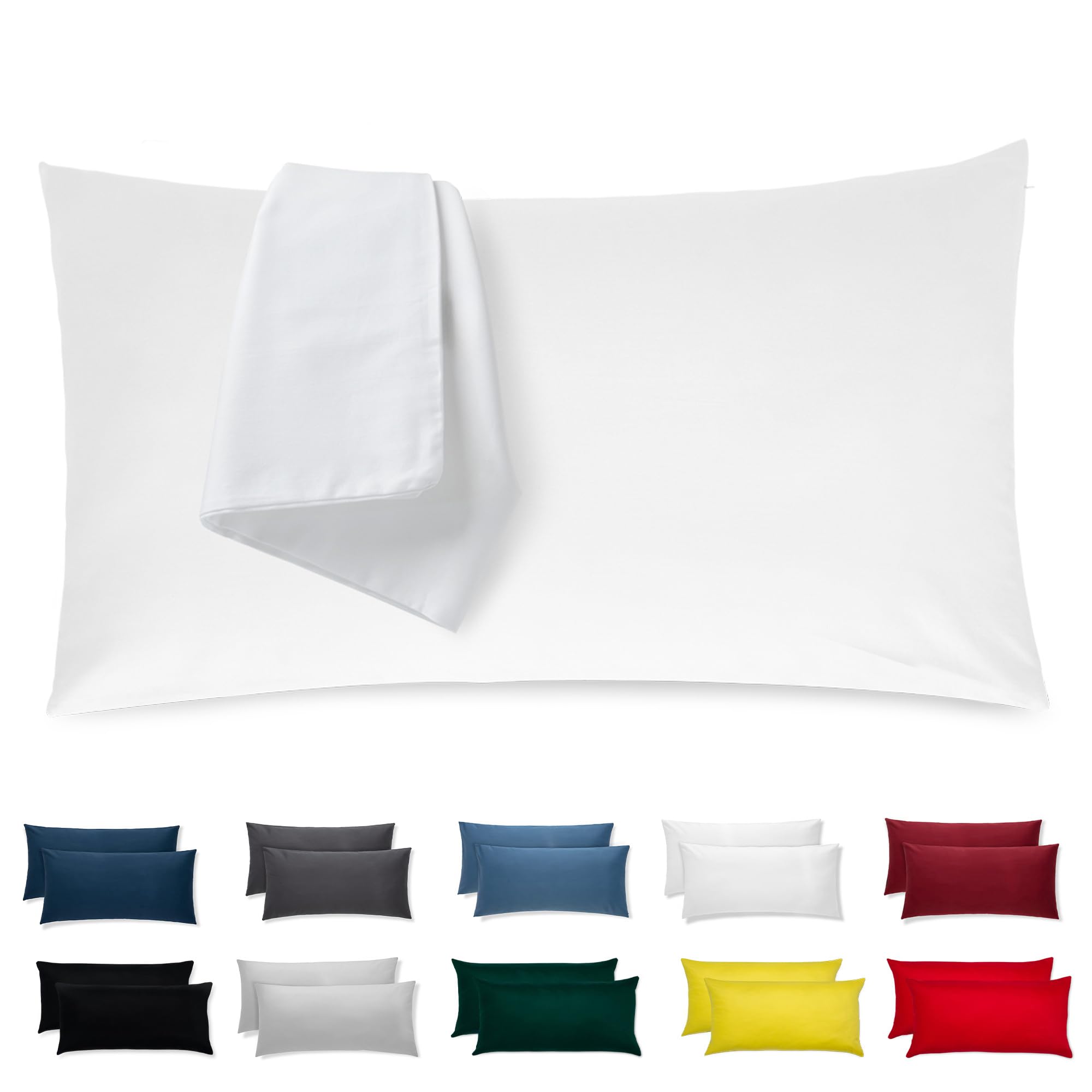 Kissenbezug 50x75 Baumwolle Premium Jersey 2er Set Kissenhülle Deko für Kissen Bett/Sofa Stoff Superweicher Resistent Hypoallergen Anti-Milben Kopfkissenbezug mit Verdecktem Zip Voll Waschbar