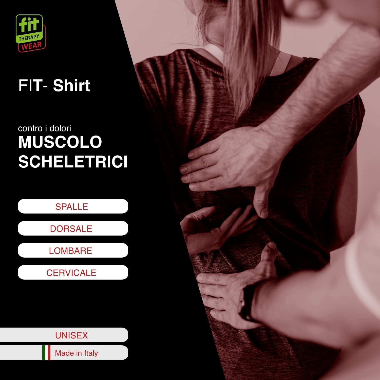 Unisex-Trikot für Muskelschmerzen – medizinisches Gerät für Nacken, Schultern, Rücken und Lendenwirbelsäule – atmungsaktives technisches Gewebe