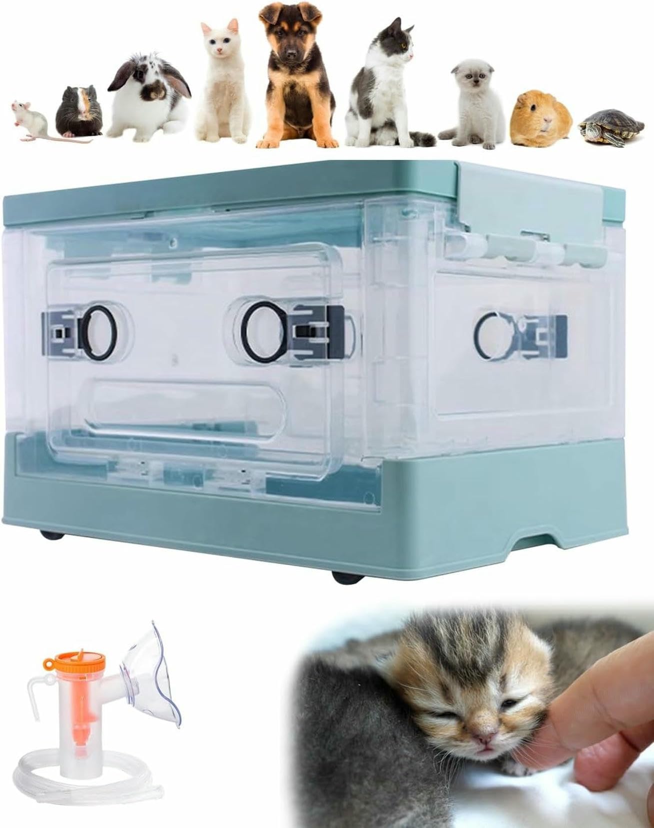 Camera portatile di ossigenoterapia per animali domestici, uso domestico e veterinario
