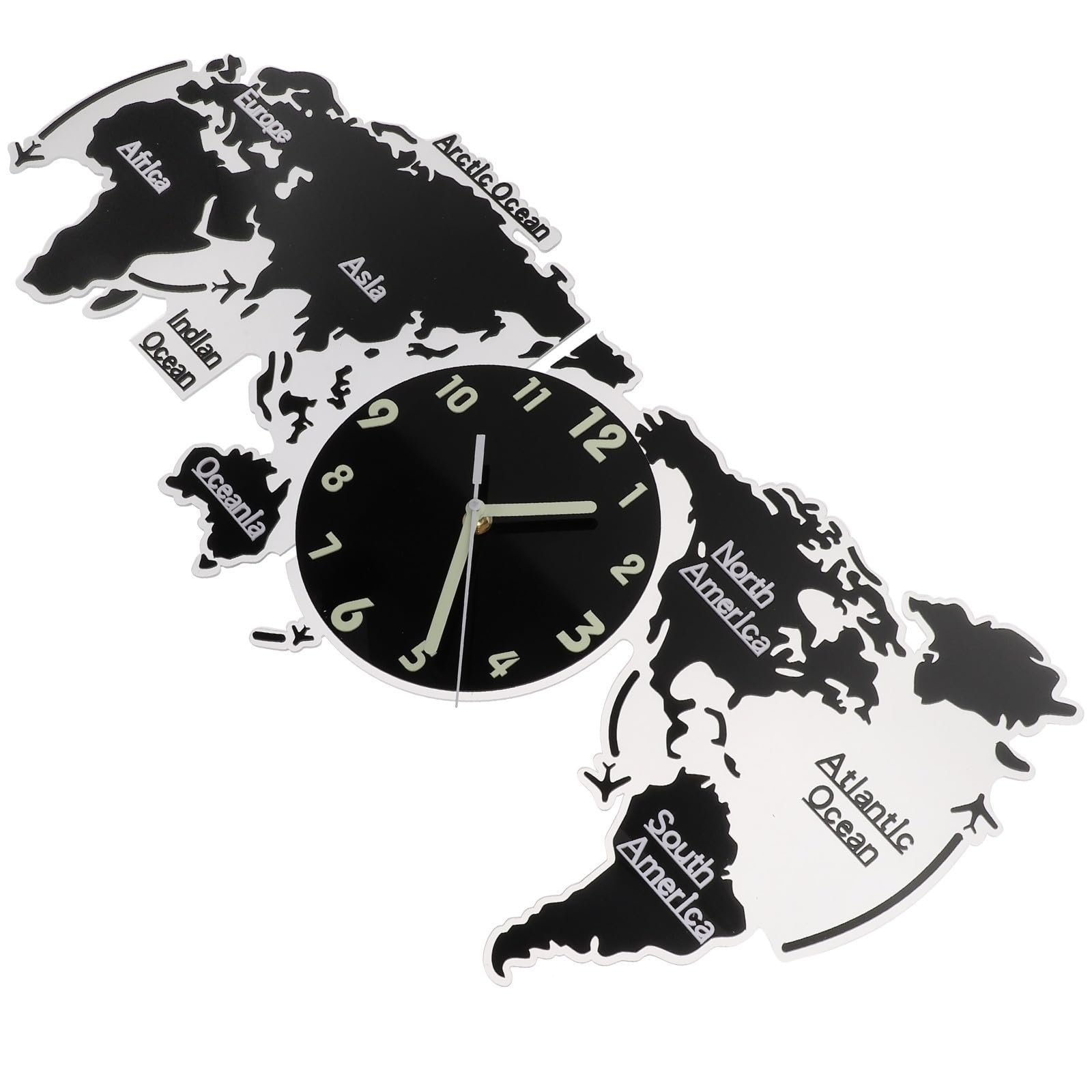 Acrilico Orologio da Parete Silenzioso con Mappa Geografica per Casa