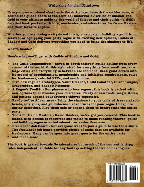 Guilds of Shadow & Gold: A Complete Resource for Thieves’ Guilds & Rogues in Your Fantasy TTRPG Campaigs! (Game Master Resource Guide Series) - Image 2