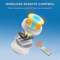 Vista 2 de Push Lights with Remote Puck Lighting Battery Operated Tap Lights Button Stick On Color Changing Led Lights 6 Pack (6P White)